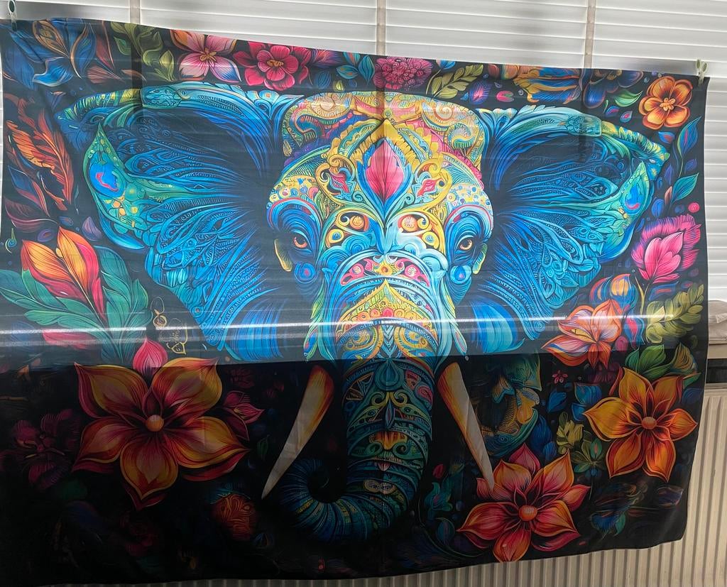 Doek/wanddoek olifant, kleurrijk, 200x150 cm, Huis en Inrichting, Ophalen of Verzenden, Nieuw