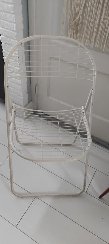 Vintage draadstoel Ted Net Ikea Niels Gammelgaard wit, Gebruikt, Wit, Ophalen of Verzenden, Metaal