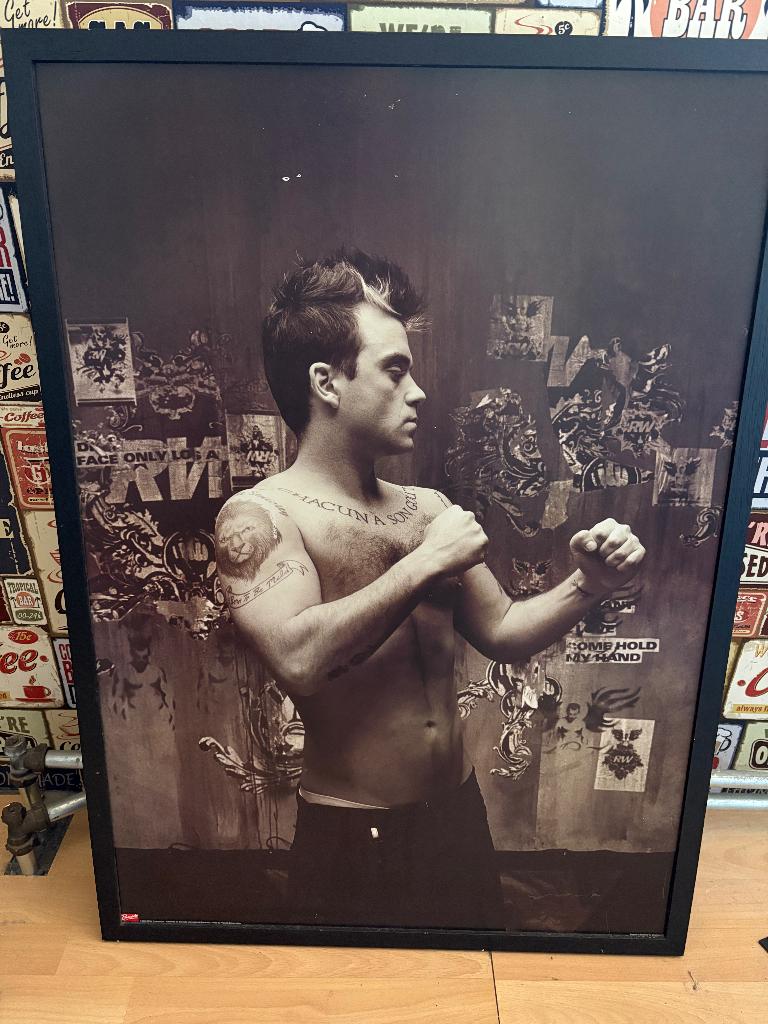 Robbie Williams ingelijste poster, Verzamelen, Met lijst, Ophalen of Verzenden, A1 t/m A3, Film en Tv