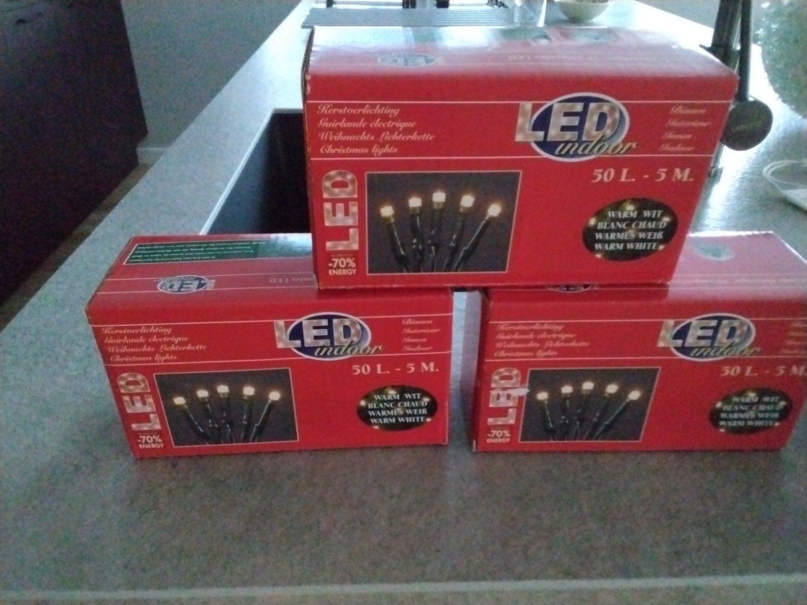 NIEUWE KERSTVERLICHTING 3X50 LEDLAMPJES WARMWIT VOOR BINNEN., Ophalen of Verzenden, Nieuw