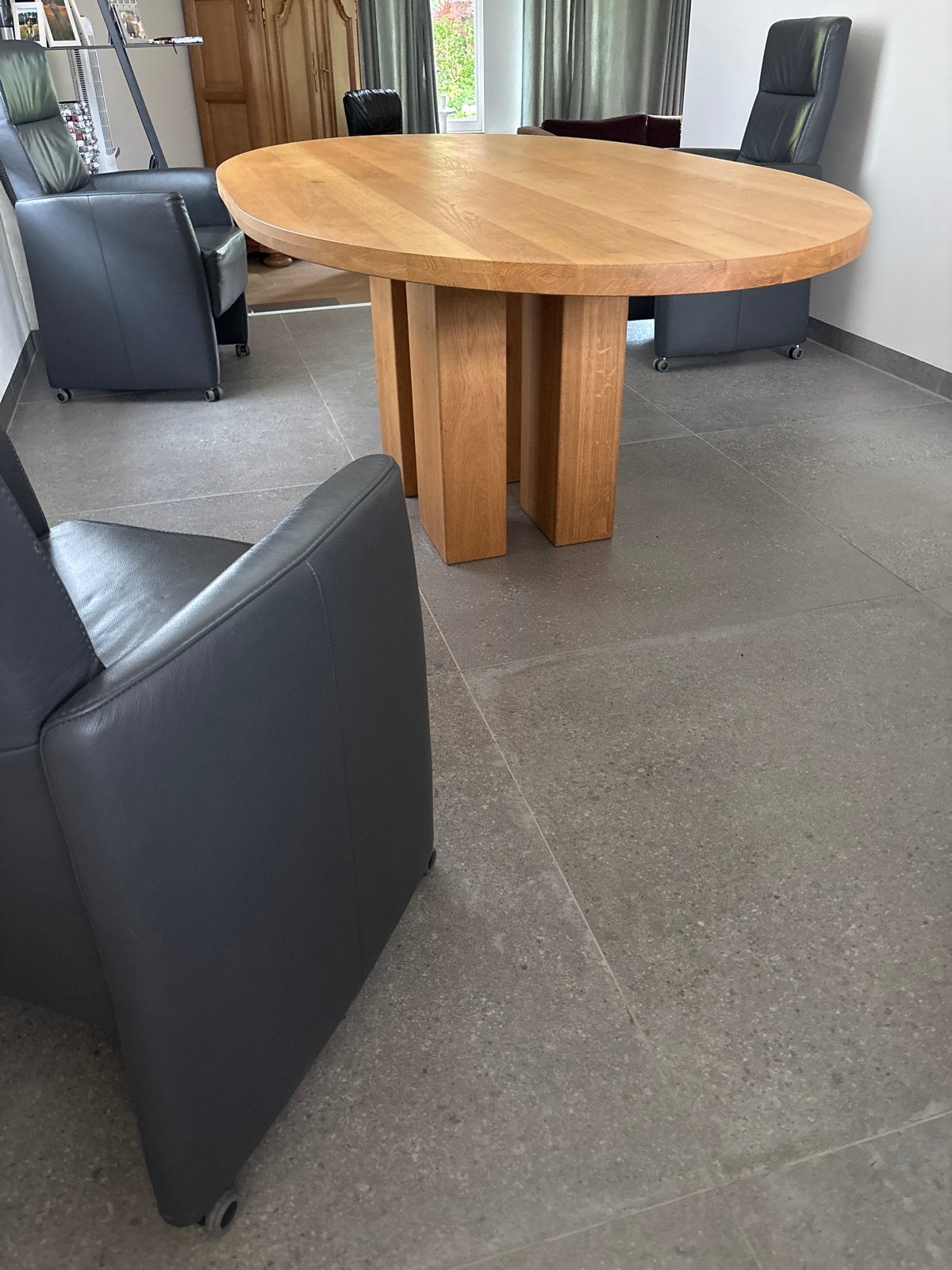 Ovale eettafel van  eikenhout, Ophalen, 150 tot 200 cm, Eikenhout, 200 cm of meer