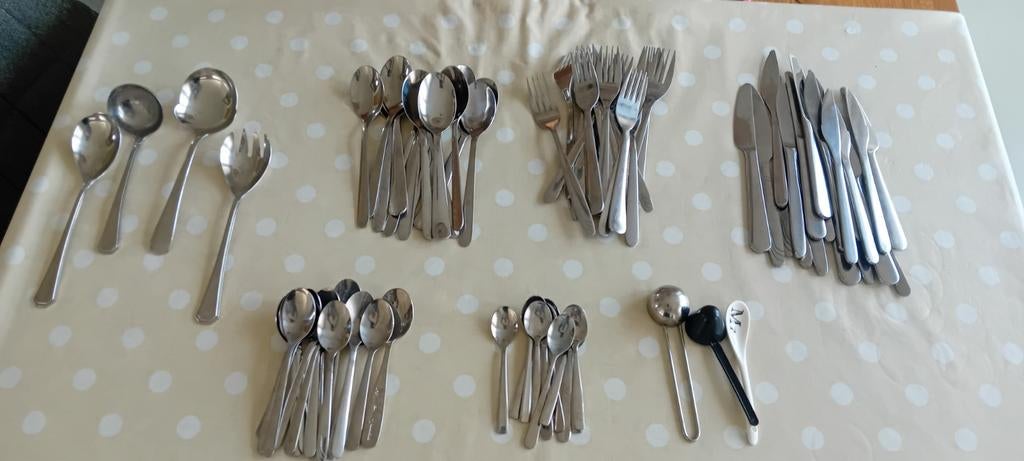 Bestekset, lepels,vorken, messen, opscheplepels, Ophalen of Verzenden, Gebruikt, Rvs of Chroom
