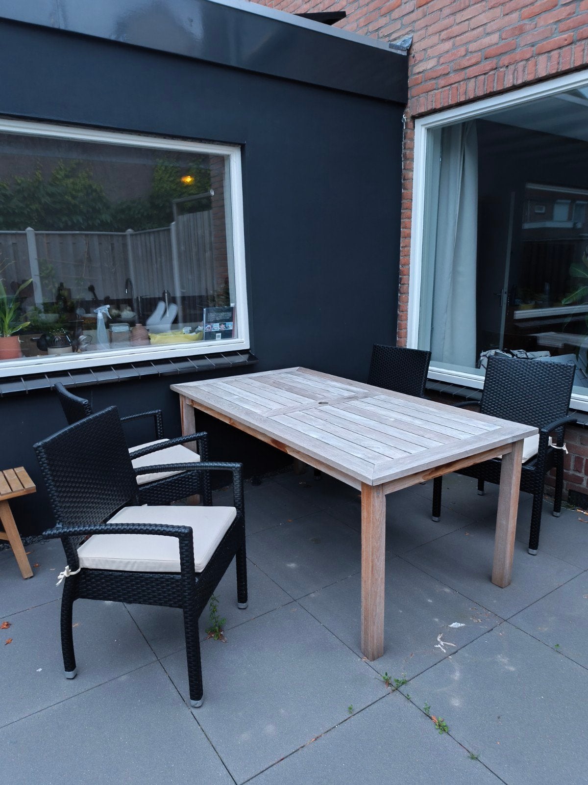 Teakhouten tuinset Garden Impressions + 4 stoelen, Ophalen, 4 zitplaatsen, Gebruikt, Eettafel