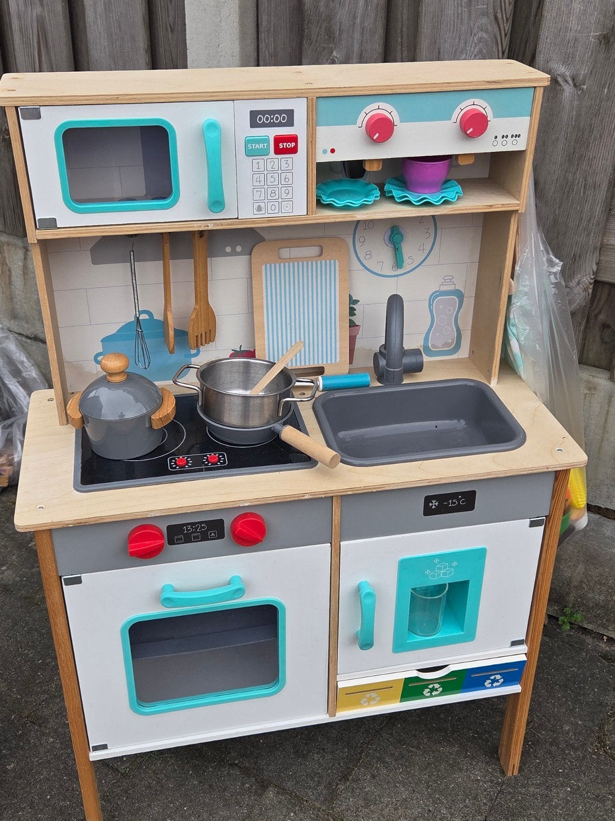 Houten speelkeuken met uitgebreide accessoireset, Ophalen, Gebruikt, Hout, Speelkeuken