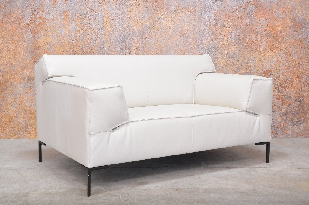 NIEUW beklede witte leren Design on Stock Bloq loveseat, Huis en Inrichting, Design on Stock, Design on Stock, Ophalen of Verzenden