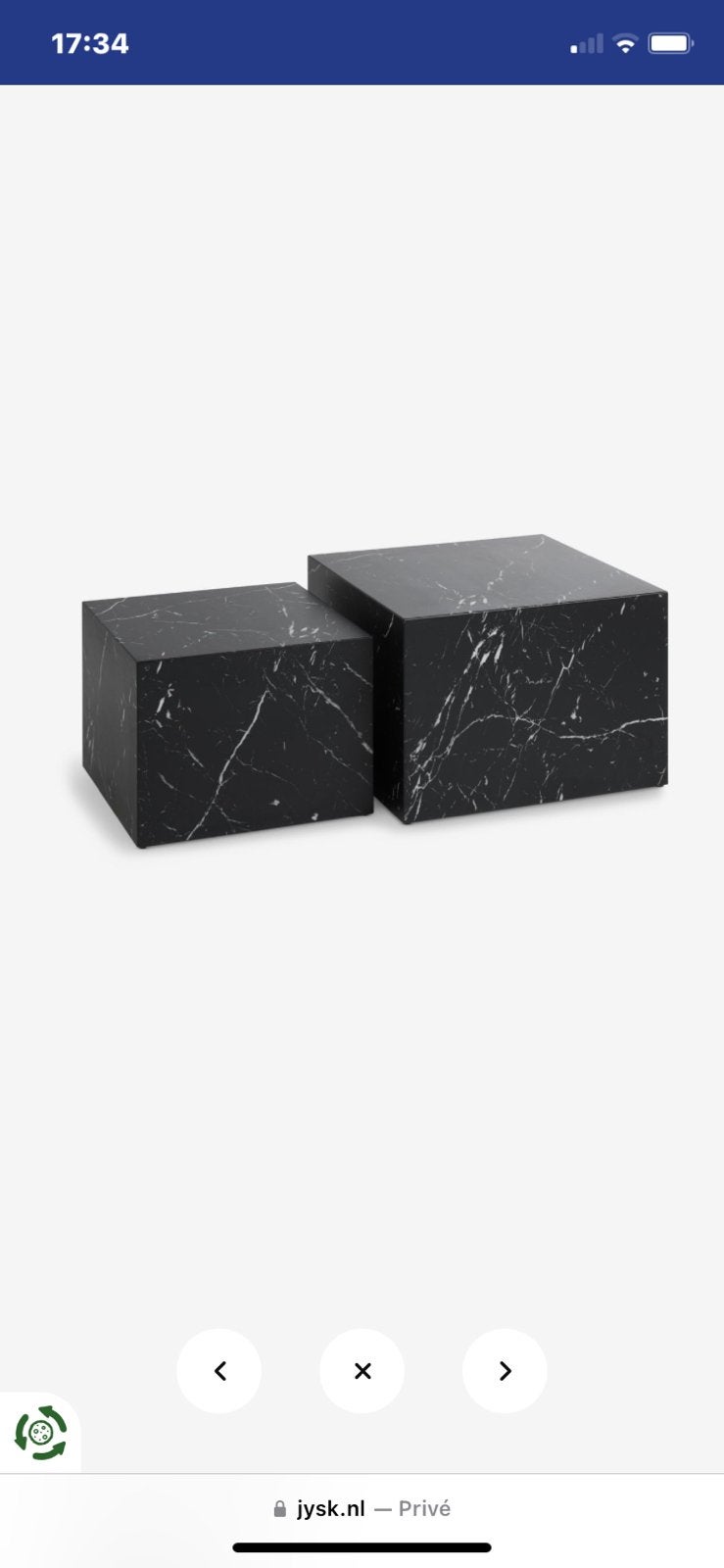 Salontafel set / bijzettafel marmerlook jysk, Huis en Inrichting, Tafels | Salontafels, Ophalen, Zo goed als nieuw, Rond, 50 tot 100 cm