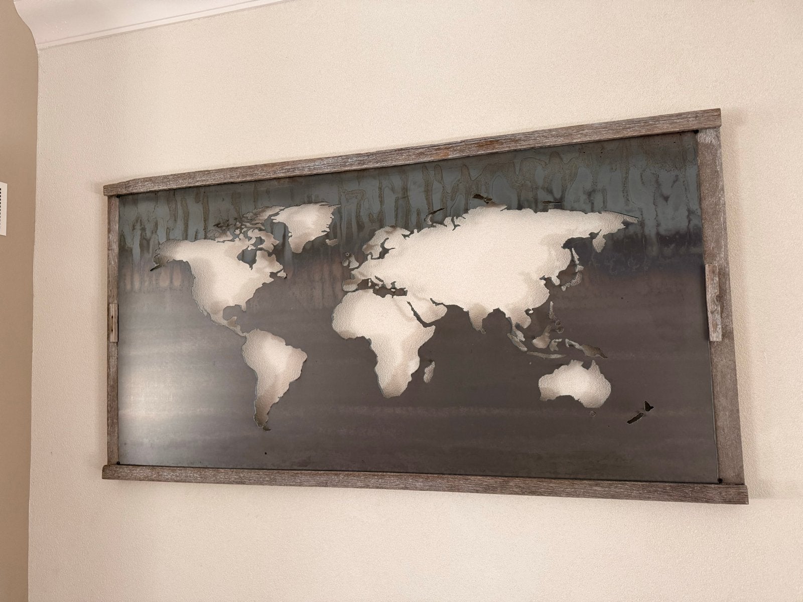 Metalen Wereldkaart Wanddecoratie - Industrieel Design, Ophalen, Metaal, Gebruikt, Industrieel