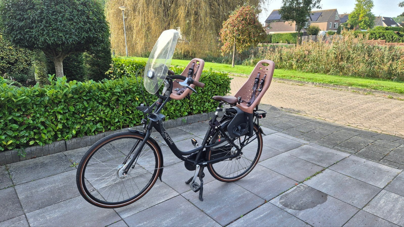 Gazelle Bloom damesfiets met kinderzitjes en windscherm, Fietsen en Brommers, Ophalen, Versnellingen, Gazelle, Trommelrem
