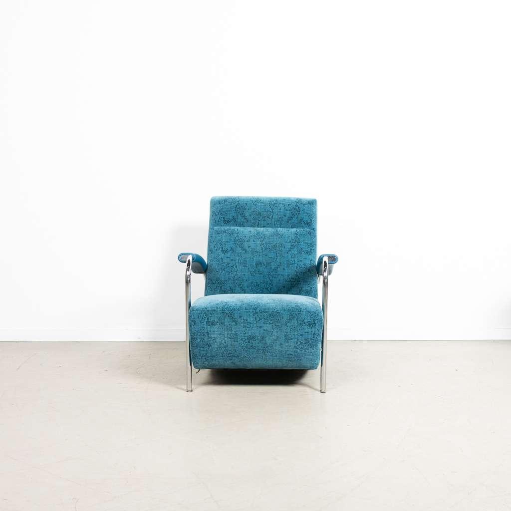 2x Leolux Scylla Hoog Fauteuil Blauw Patroon Stof, Huis en Inrichting, Fauteuils, Niet ingevuld, Niet ingevuld, Niet ingevuld