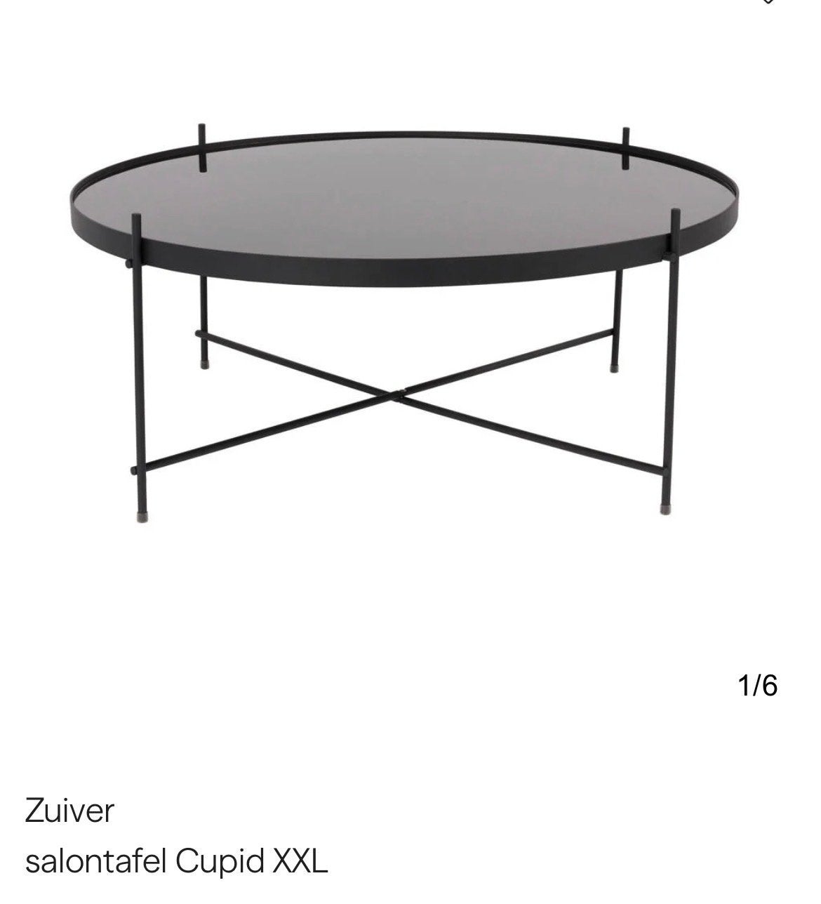 Zuiver salontafel Cupid XXL - Zwart glas en metaal, Huis en Inrichting, Ophalen, 50 tot 100 cm, Rond, 50 tot 100 cm
