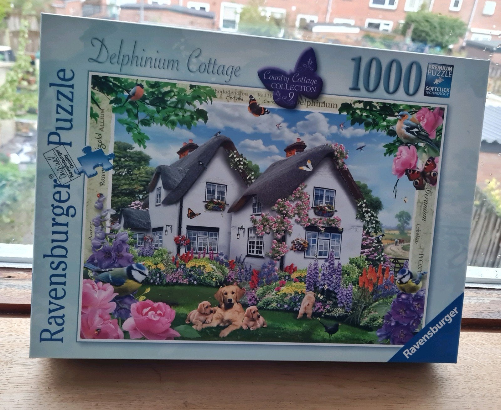 Ravensburger Legpuzzel Delphinium Cottage 1000 stukjes, Ophalen of Verzenden, 500 t/m 1500 stukjes, Gebruikt, Legpuzzel