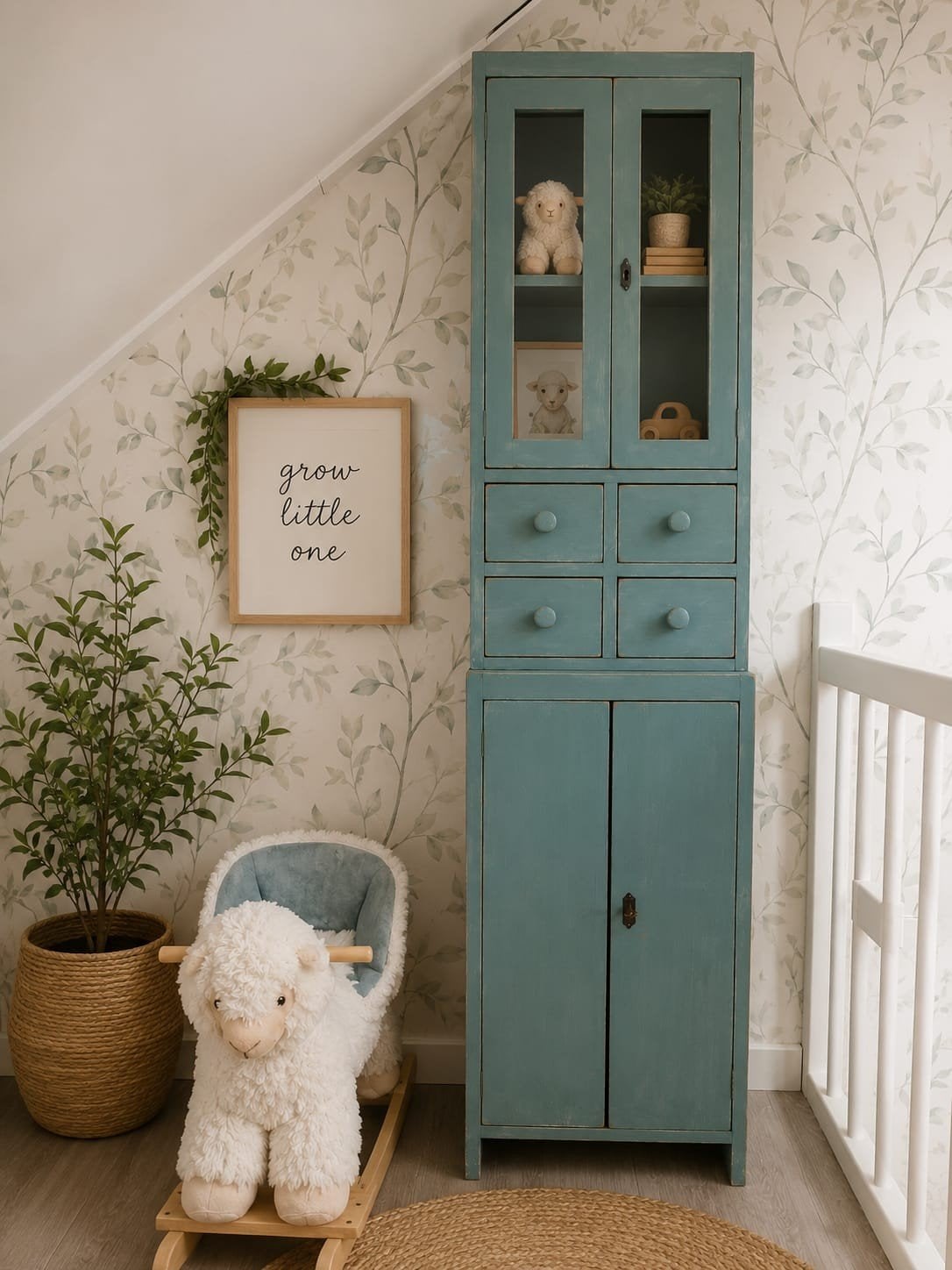 Brocante vintage kast turqoise/zeegroen heel mooi, Ophalen, Minder dan 50 cm, 100 tot 150 cm, Zo goed als nieuw
