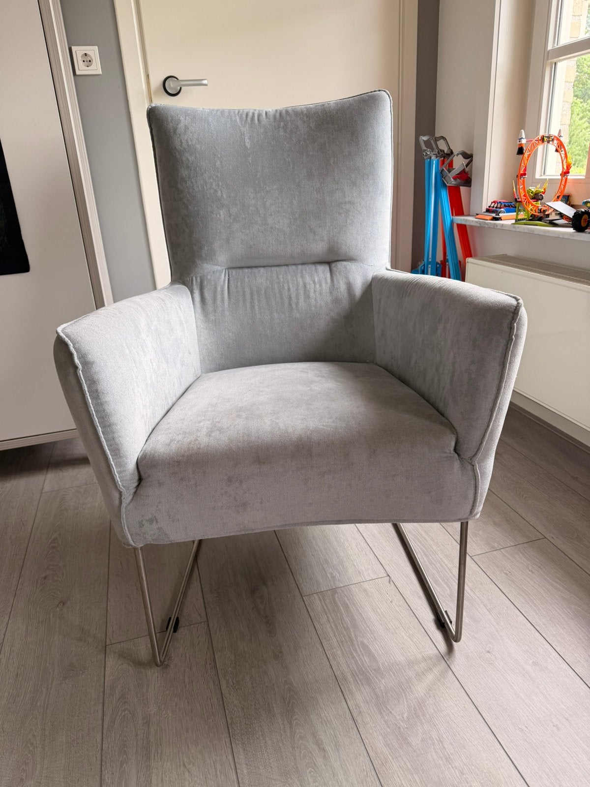 Nette fauteuil lichtblauw., Ophalen, Zo goed als nieuw, 75 tot 100 cm, 50 tot 75 cm