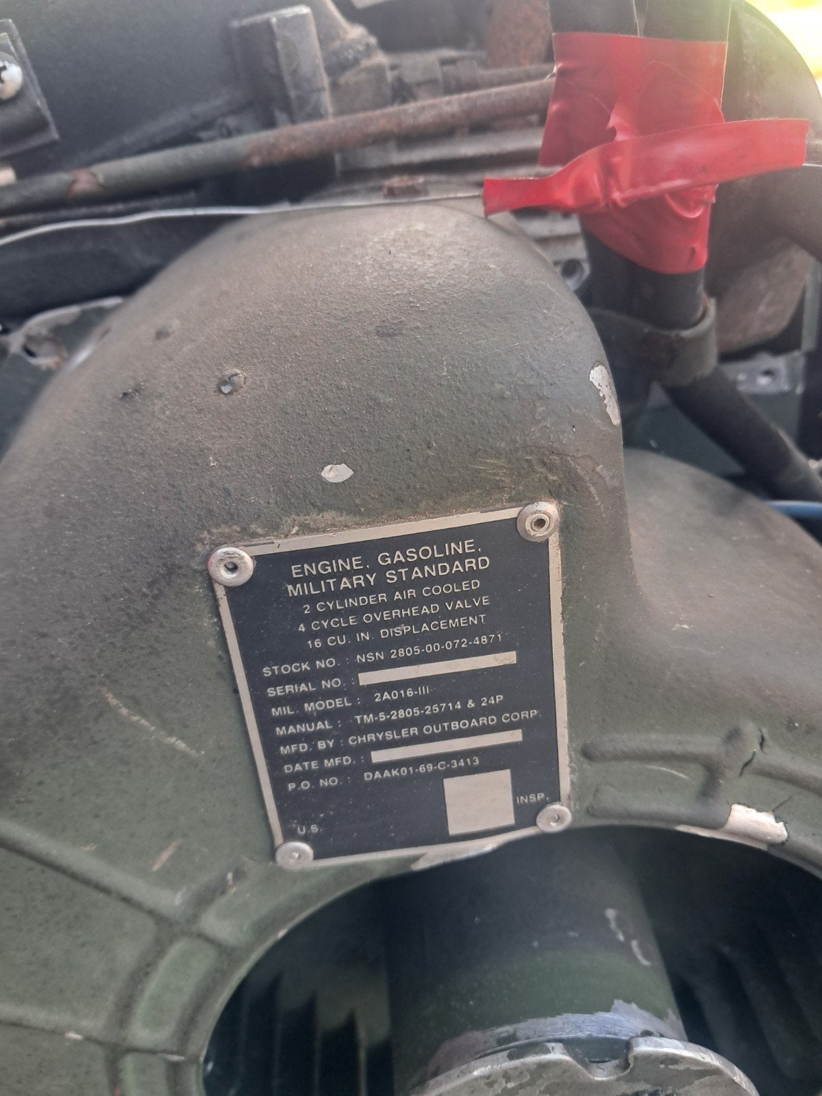 2 cilinder gasolie motor uit het leger, Ophalen, Dieselmotor