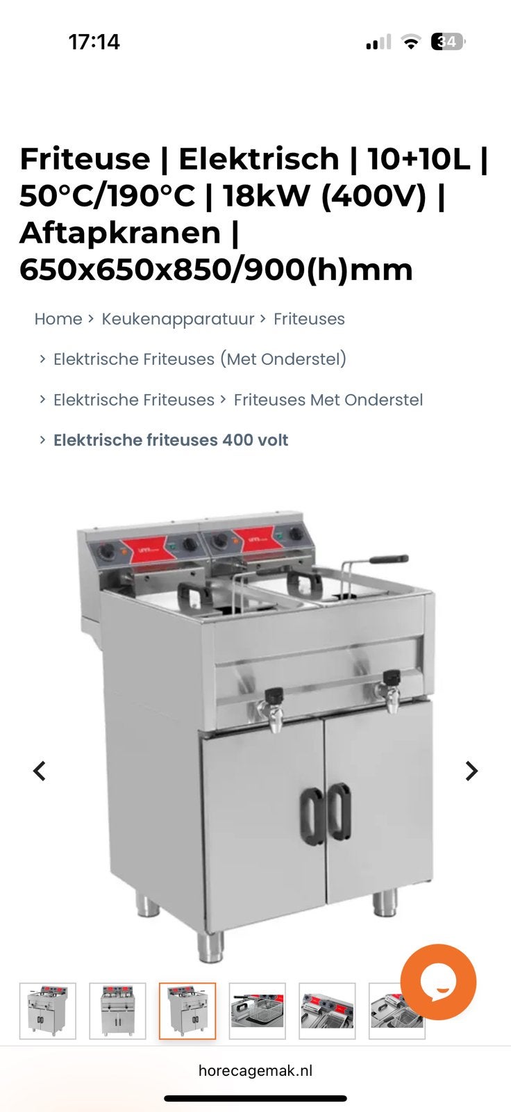 UNNI Cooking E65CF20 Dubbele Elektrische Frituurpan, Zakelijke goederen, Ophalen, Gebruikt, Fornuis, Frituur en Grillen