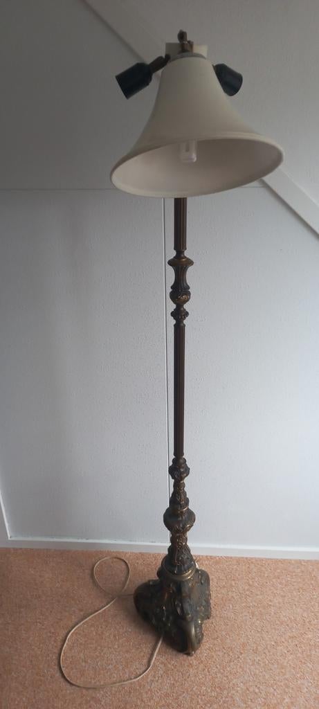 Vintage Rokoko Stijl Staande Lamp met Zware Messing Voet, Antiek en Kunst, Ophalen