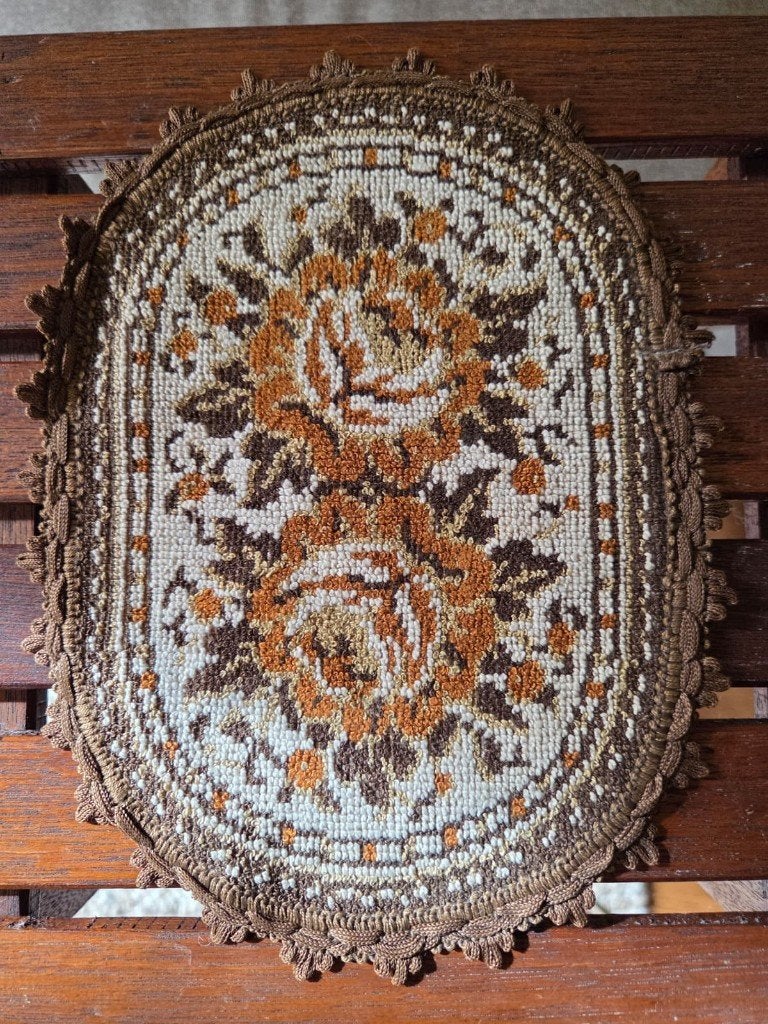 Vintage gobelin kleedje in bruintinten, Antiek en Kunst, Ophalen of Verzenden