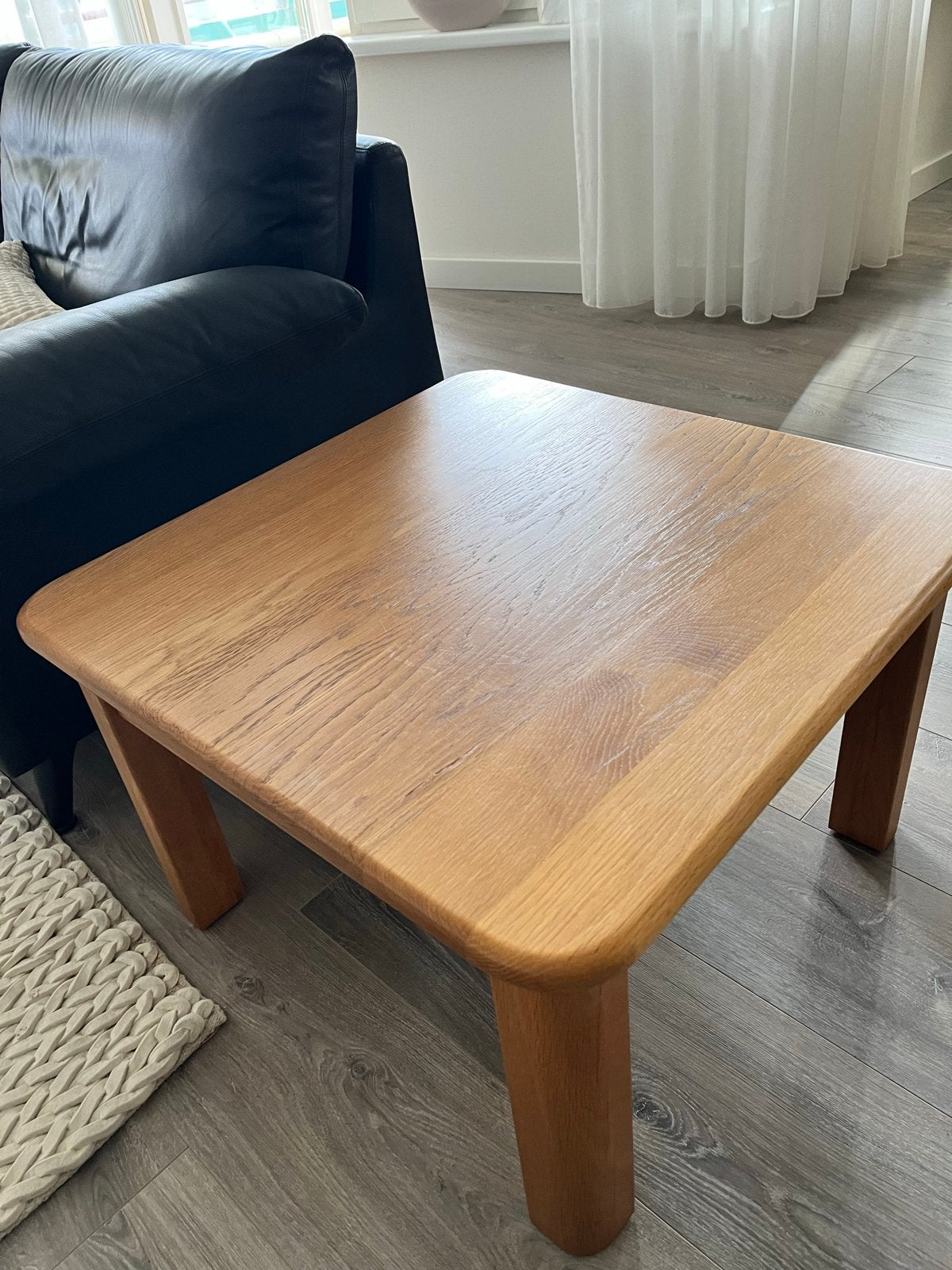 Eiken hoektafel 70x70 cm - Massief hout, Huis en Inrichting, Gebruikt, Vierkant, 55 tot 75 cm, Hout