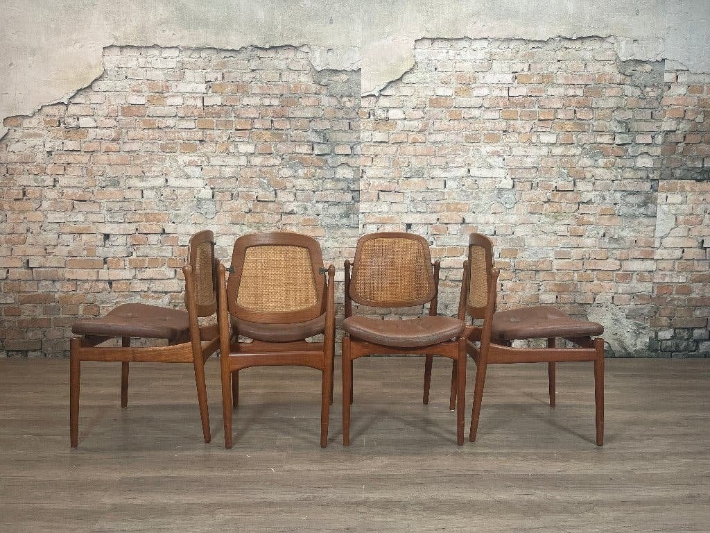 France & Daverkosen F205 - Set van 4 Hout | Hvidt & Mølgaard, Ophalen, Bruin, Design, Zo goed als nieuw