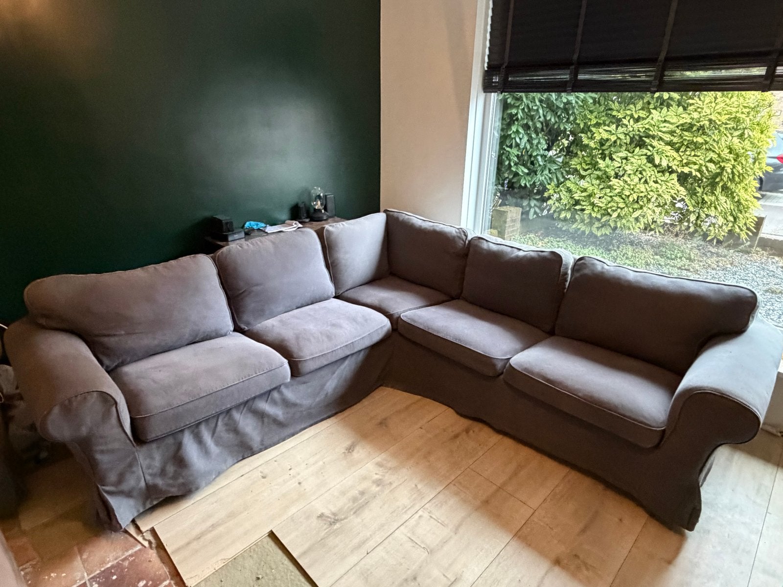 IKEA Ektorp Hoekbank met 2 Ottomaanse Voetenbanken, Huis en Inrichting, Ophalen, Gebruikt, Hoekbank, Stof