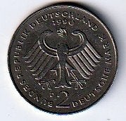 2  mark  1990  D  Duitsland. km. 149, Ophalen of Verzenden, Duitsland, Losse munt