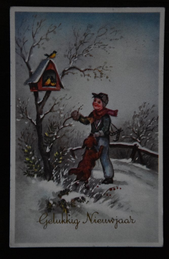 wens kaart oud winter nieuwjaar ansichtkaart 1960 verzamelen, Verzamelen, Ophalen of Verzenden, 1960 tot 1980, Gelopen