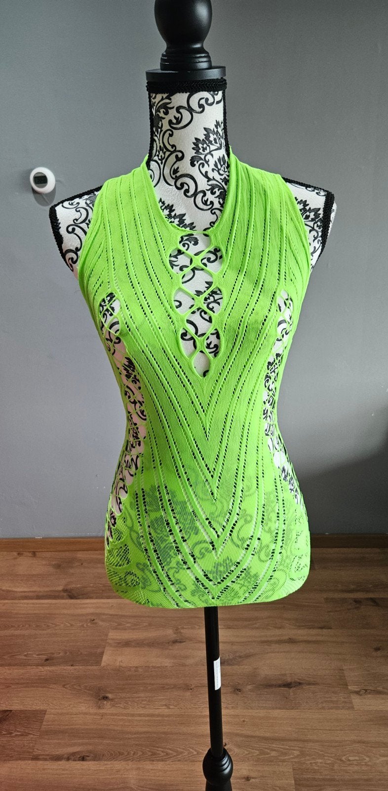 Neon Groene Fishnet Haltertop - Festival & Rave, Maat 38/40 (M), Nieuw, Ophalen of Verzenden, Zonder mouw