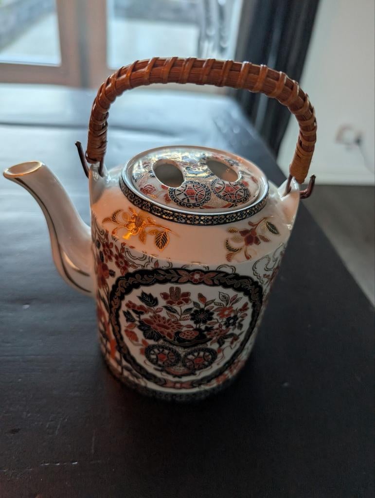 Vintage Guld Kabuki Theepot - Handgeschilderd Porselein, Antiek en Kunst, Ophalen of Verzenden