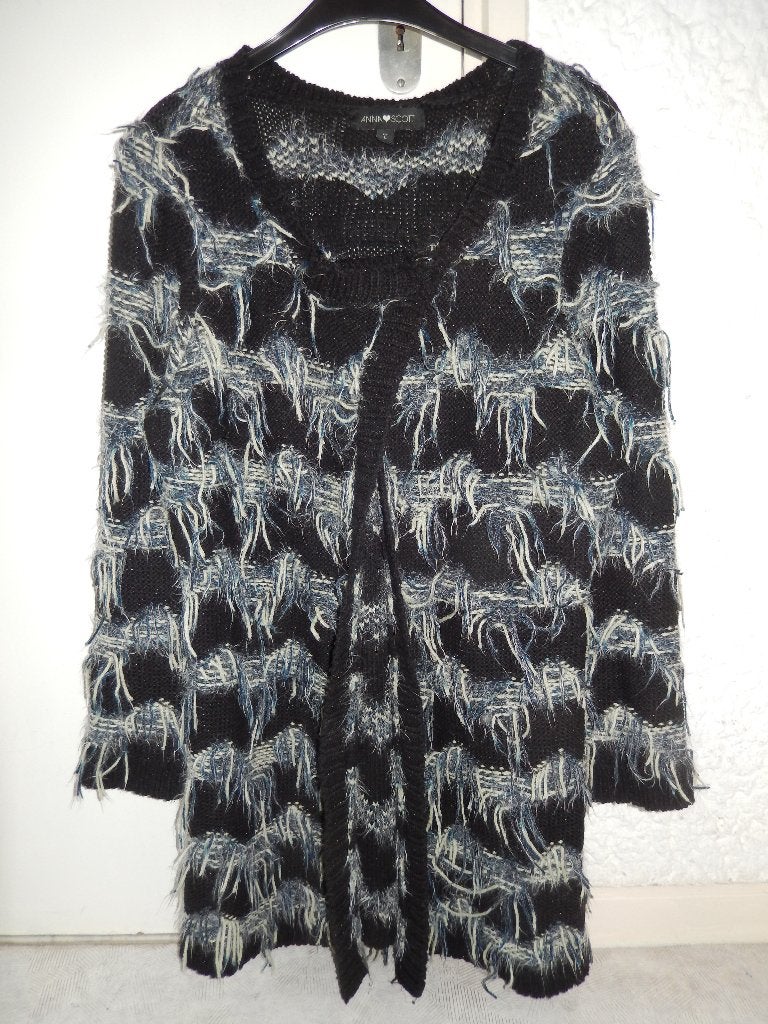uniek vest Anna Scott mtL/XL zwart blauw wit drukknopen zgan, Anna Scott Accent, Meerkleurig, Maat 42/44 (L), Ophalen of Verzenden