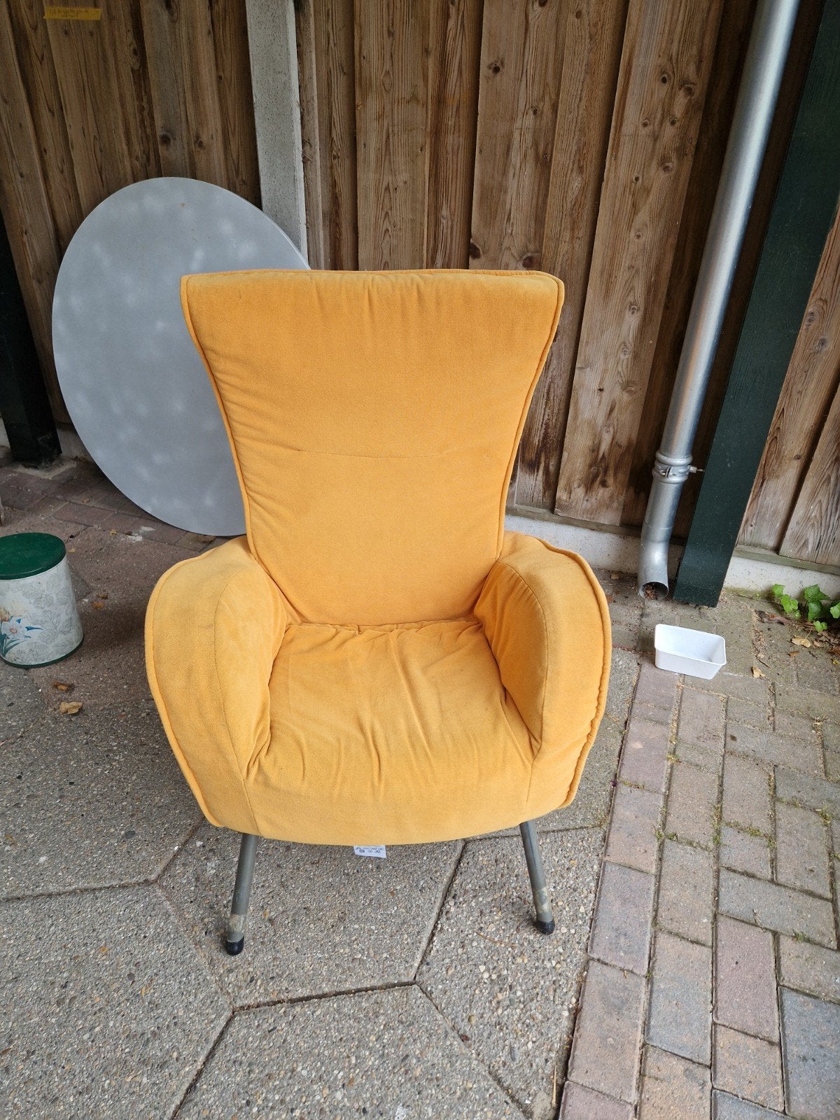Gele fauteuil met wasbare hoes, Huis en Inrichting, Fauteuils, Ophalen, Gebruikt, 75 tot 100 cm, Stof