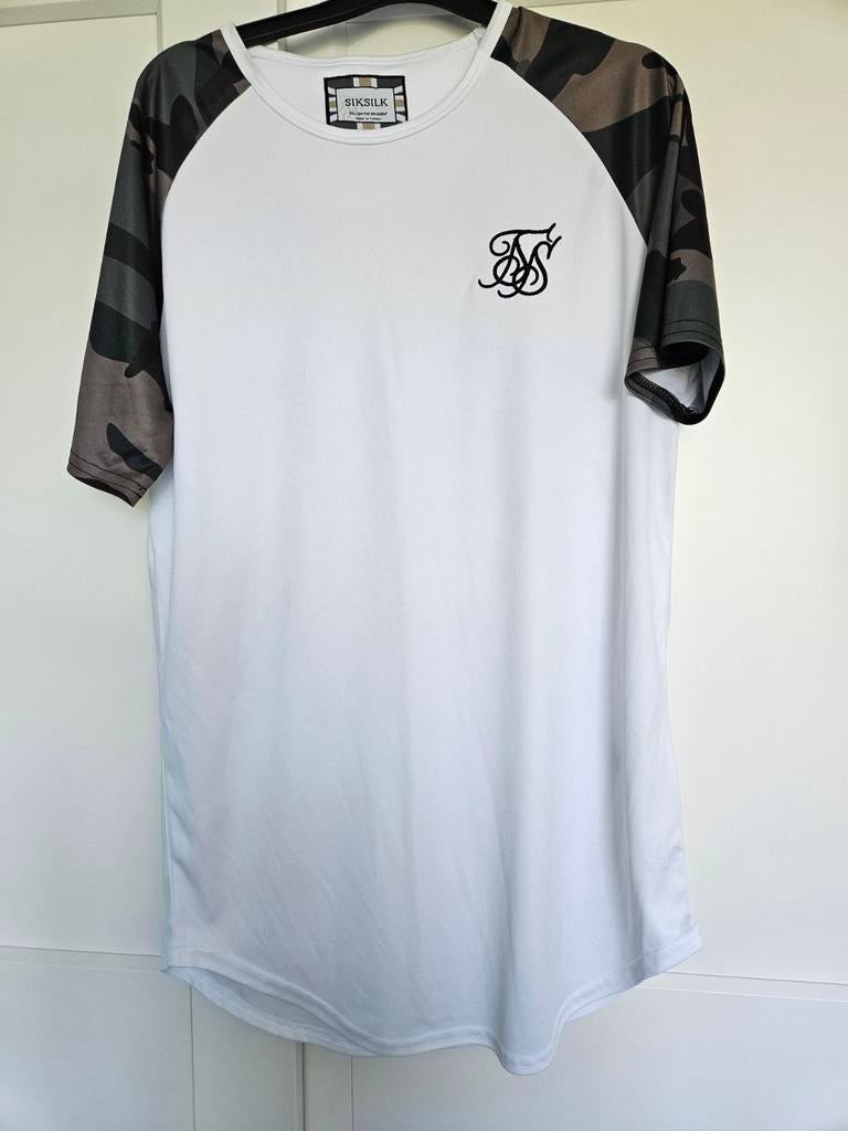 Heren shirt SikSilk L, Wit, Ophalen of Verzenden, Zo goed als nieuw, Maat 52/54 (L)
