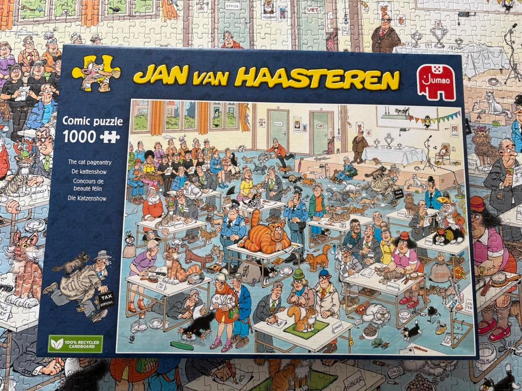 Nette legpuzzel Jan van Haasteren - De kattenshow, Ophalen of Verzenden, 500 t/m 1500 stukjes, Zo goed als nieuw, Legpuzzel