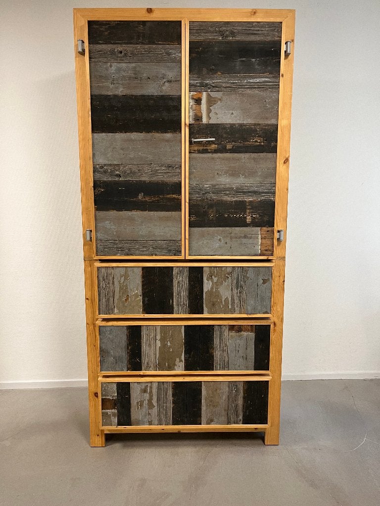 Piet Hein Eek Klassieke kast in sloophout - designkast, Ophalen, Design / Industrieel, Met deur(en), 200 cm of meer