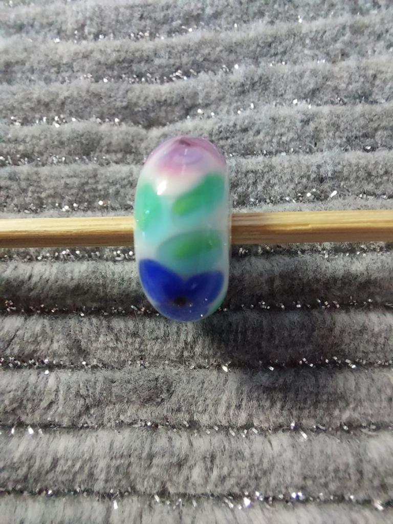 Trollbeads bead Franse Anemoon., Ophalen of Verzenden, Gebruikt, Glas of Kristal, Trollbeads
