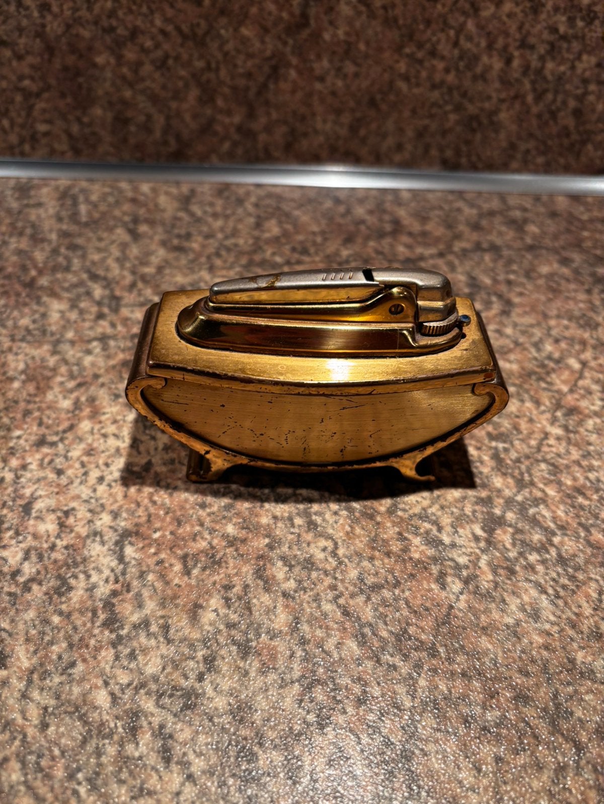 Vintage goudkleurig tafelaansteker, Ophalen, Brons