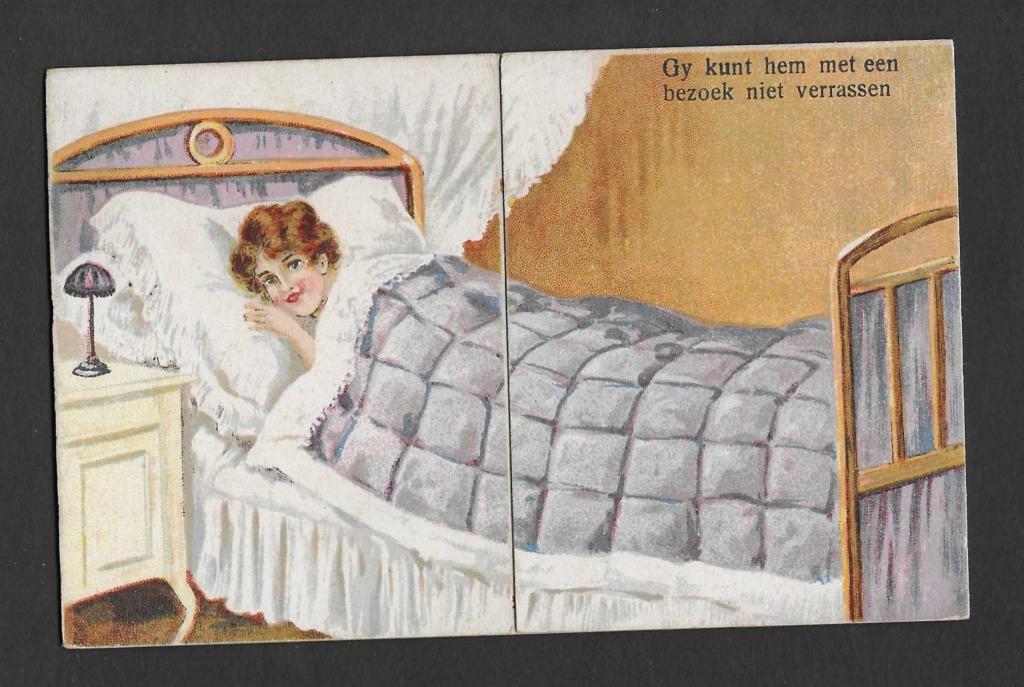 Beweegbare kaart : erotiek in bed lingerie, Verzenden, Voor 1920, Ongelopen, Klederdracht
