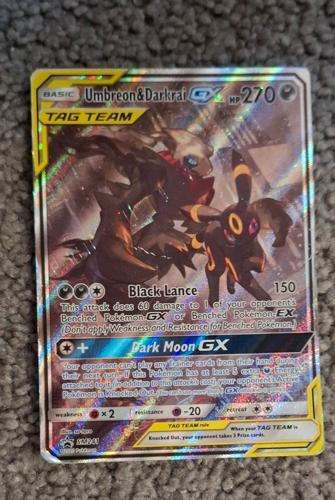 Umbreon & Darkrai GX promo Pokémon kaart - Licht beschadigd, Ophalen, Gebruikt, Losse kaart