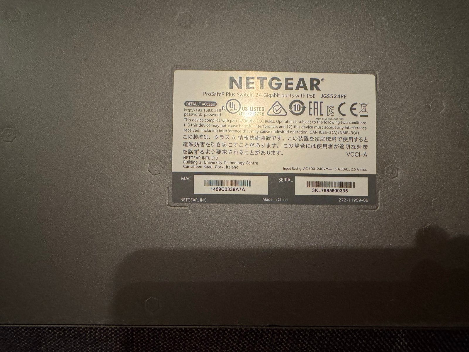 NETGEAR ProSAFE Plus Switch JGS524PE 24-poorts PoE, Computers en Software, Netwerk switches, Gebruikt, Ophalen of Verzenden