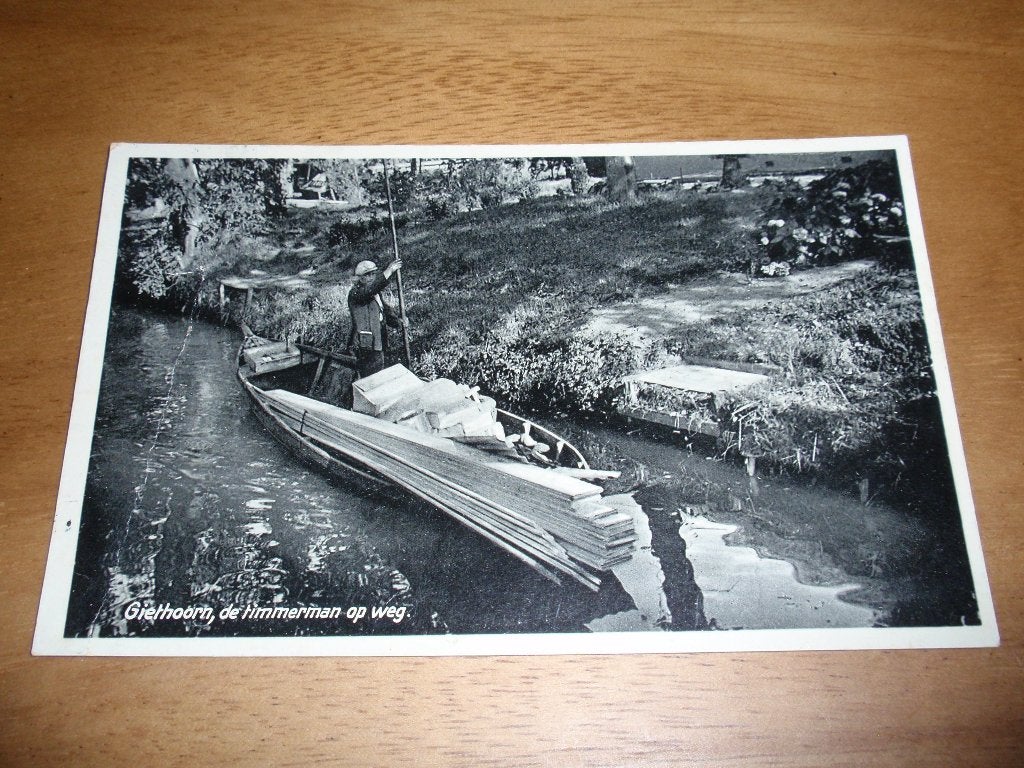 ( Gebreken ) Giethoorn: De Timmerman op Weg Punter, Verzenden, 1920 tot 1940, Gelopen, Overijssel