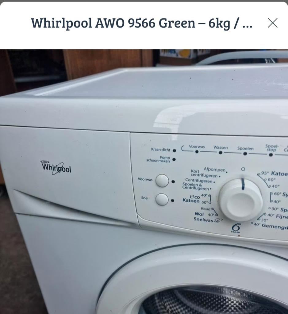Whirlpool AWO 9566 Green – 6kg / 1400 toeren, Ophalen, Gebruikt, 1200 tot 1600 toeren, 85 tot 90 cm
