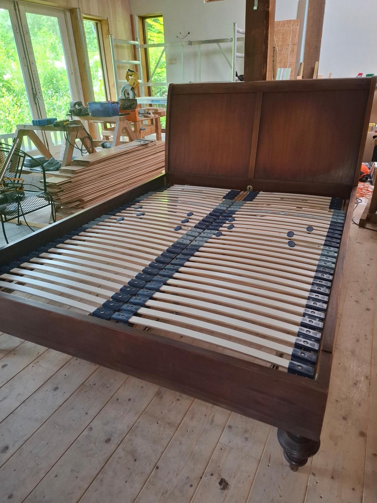 Handgemaakt bed uit Indonesie, 160-210, Huis en Inrichting, Slaapkamer | Bedden, Ophalen, Bruin, 210 cm, Tweepersoons