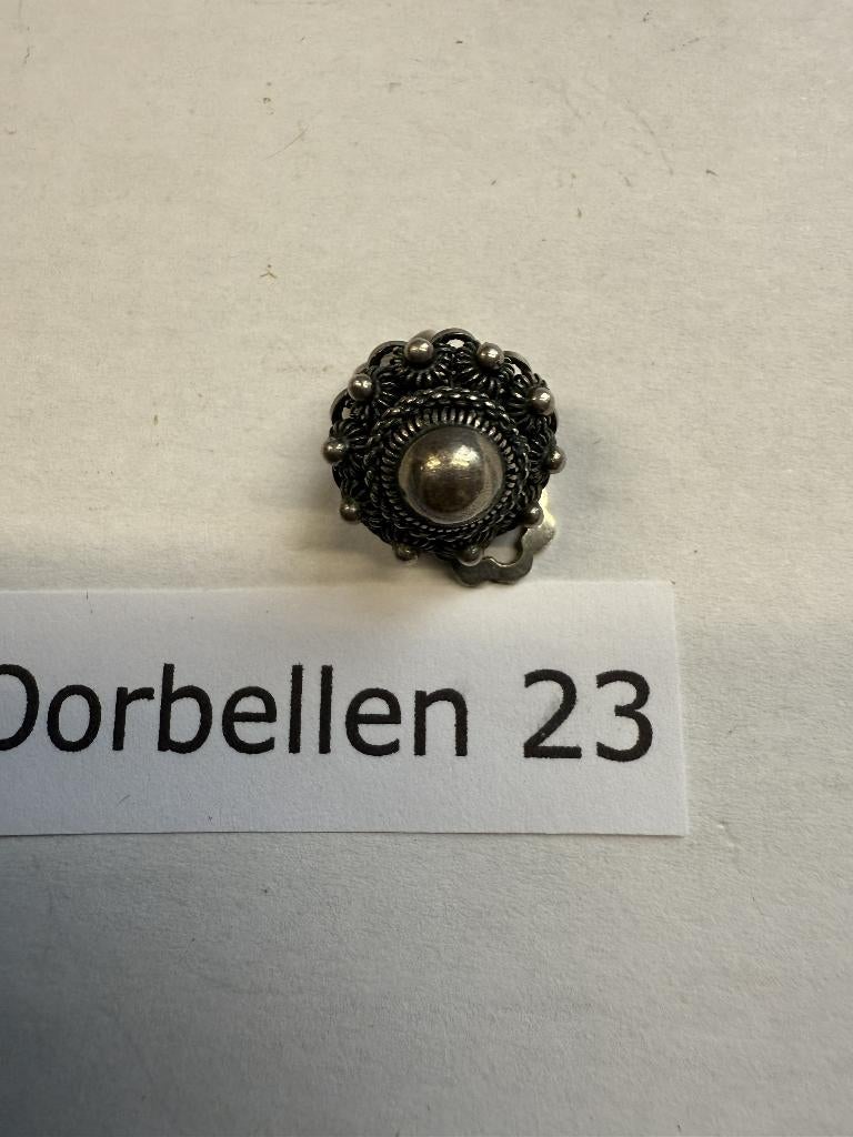 Vintage Oorbellen#Adv Obl-23, Ophalen, Gebruikt, Knopjes of Stekers, Zilver