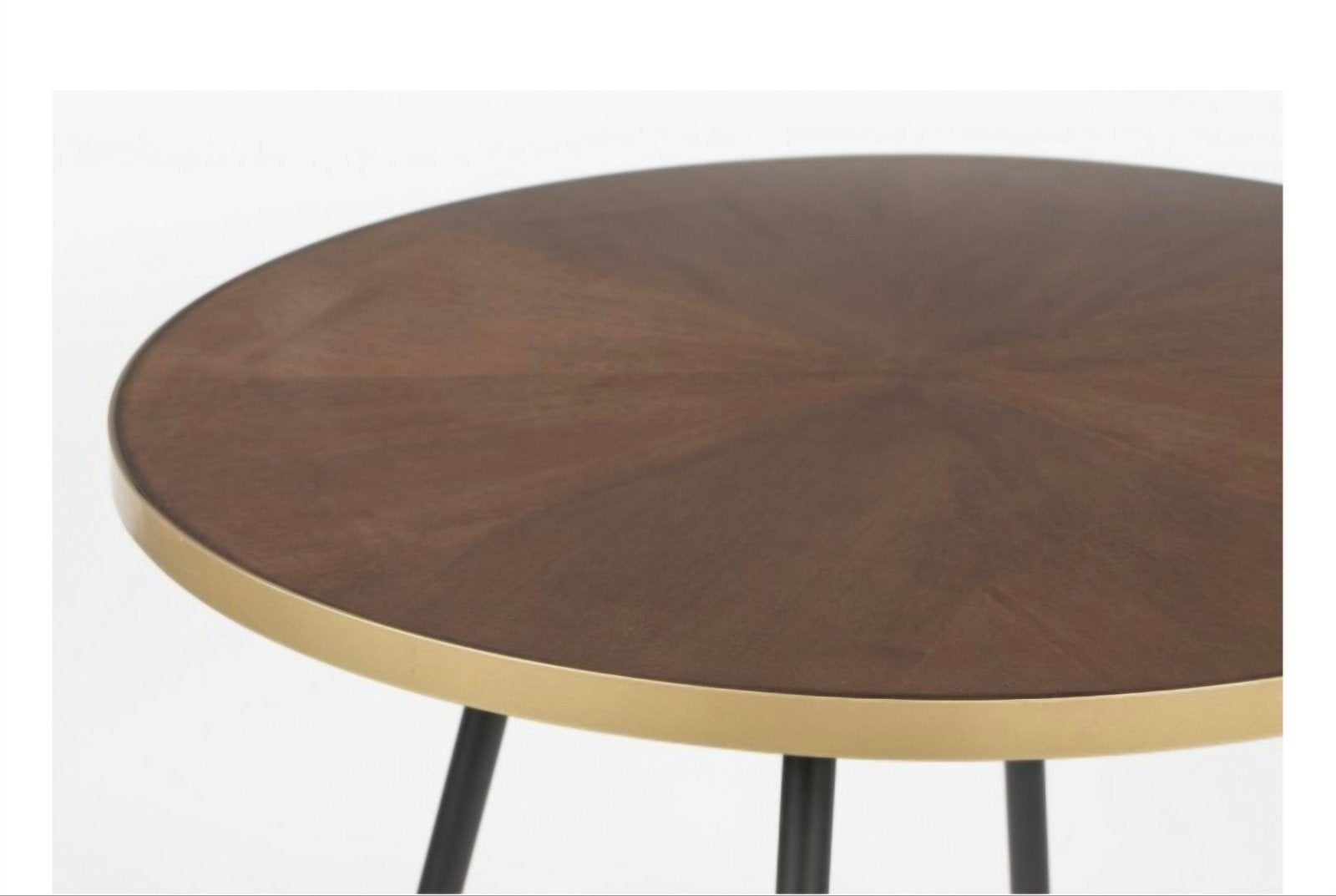 Eettafel rond  91cm Denise met zwarte metalen poten, 50 tot 100 cm, Modern, Industrieel, Rond, Tot twee personen
