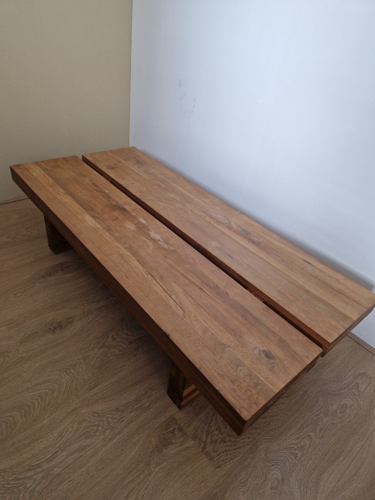 Massief houten salontafel, Ophalen, 50 mm of meer, Minder dan 200 cm