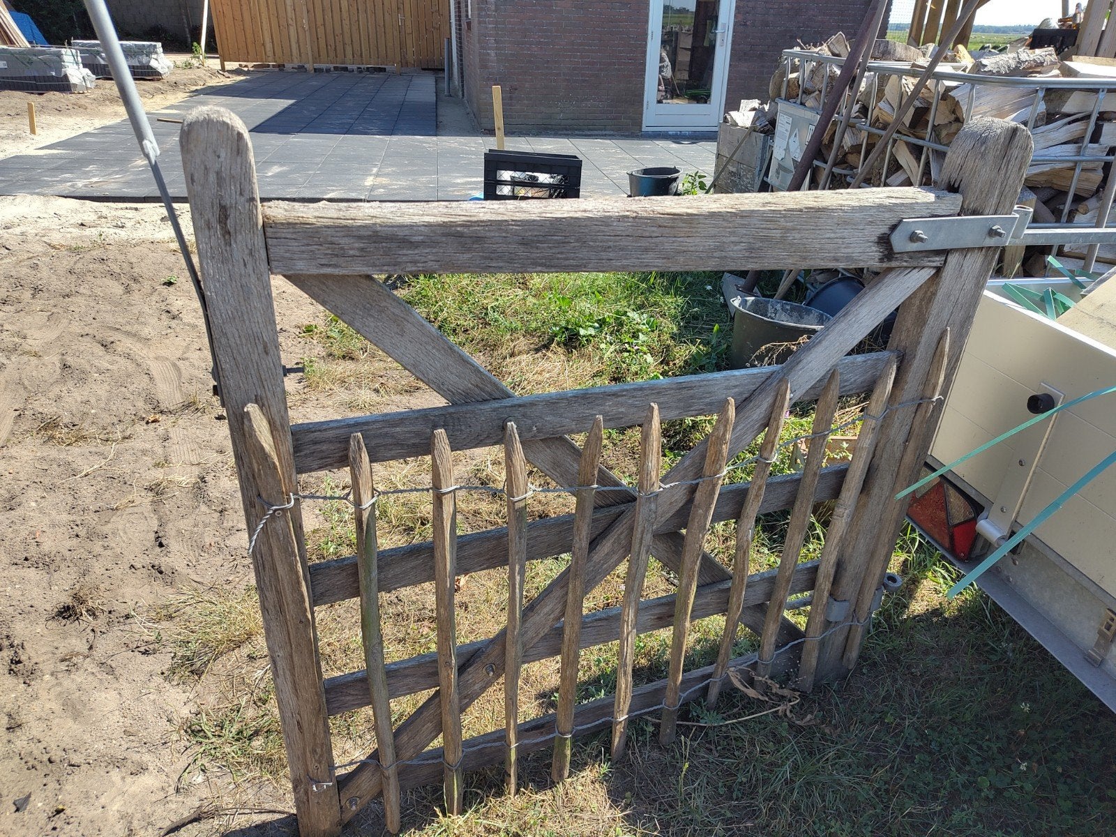 eiken tuinhek 120x120, Tuin en Terras, Ophalen, Hout, Tuinhek