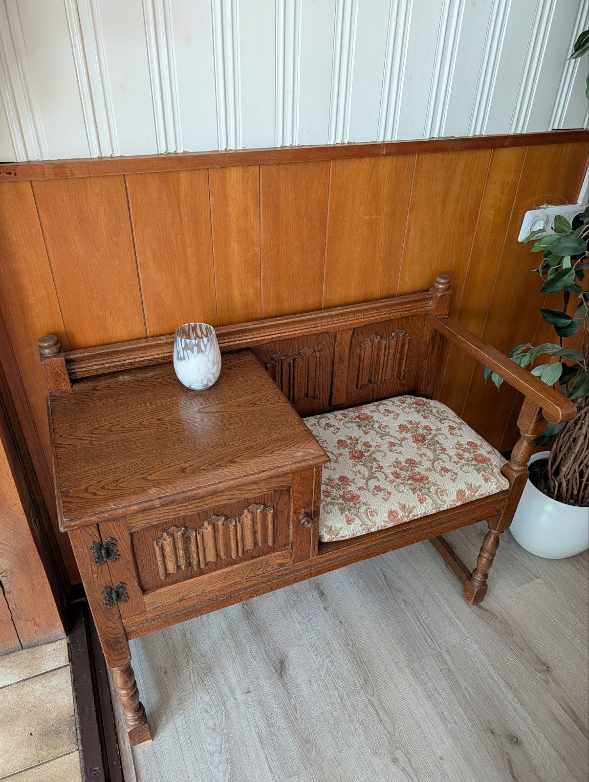 Vintage Telefoonbankje met Opbergruimte en Zitje, Ophalen
