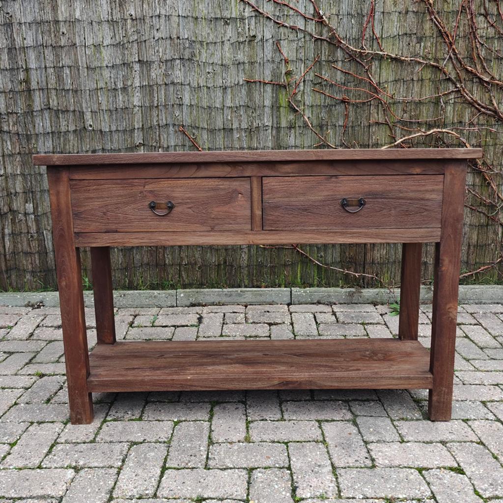Nieuwe teakhouten sidetable | Pimpskuorke Ureterp, Huis en Inrichting, Tafels | Sidetables, Ophalen, 100 tot 150 cm, Teakhout