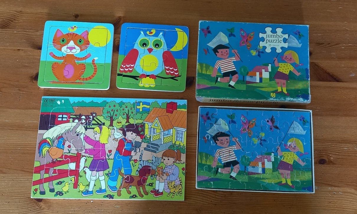 Leuke set puzzels voor kinderen (4 stuks), Ophalen, 2 tot 4 jaar, Gebruikt, 10 tot 50 stukjes