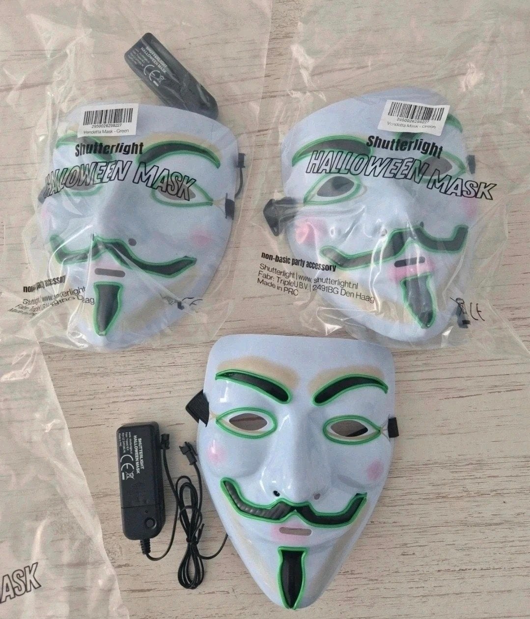 led maskers groen ( Nieuw ) 3 stuks €5, Ophalen of Verzenden, Nieuw, Versiering