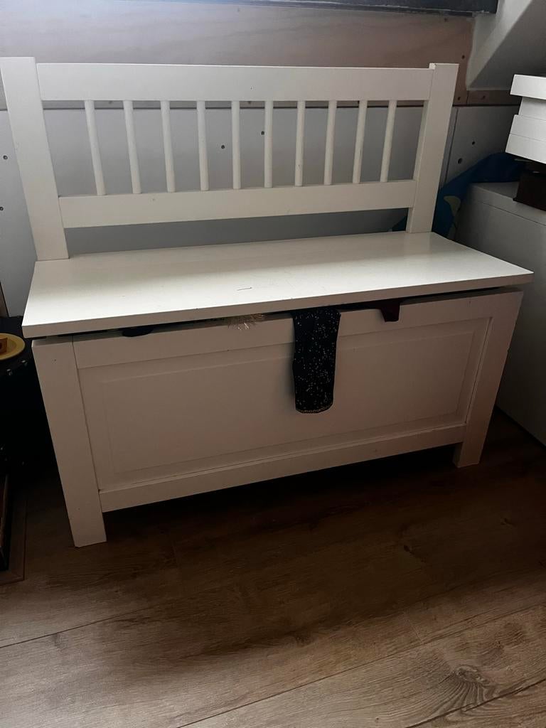 Wit opbergbankje met lichte gebruikssporen, Kinderen en Baby's, Kinderkamer | Overige Meubels, Ophalen, Gebruikt, Overige typen